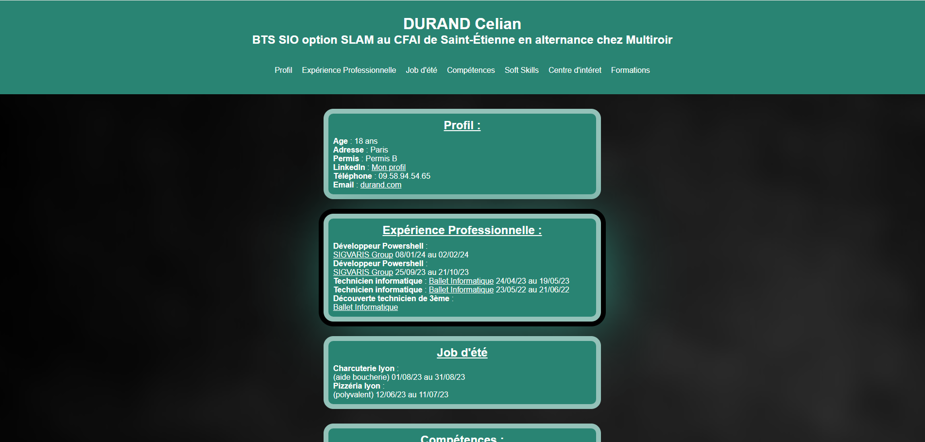 CV Célian Durand
